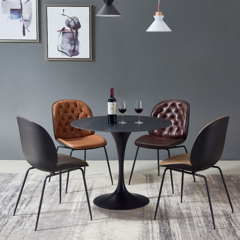 Moderne ronde eettafel van gesinterde stenen tafel met tulponderstel voor thuisgebruik