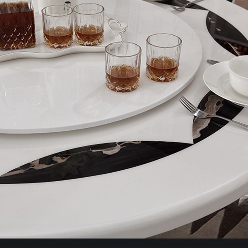 Round Pedestal Dining Site Table Marble Tripod Base Dining Room Collection With Turntable