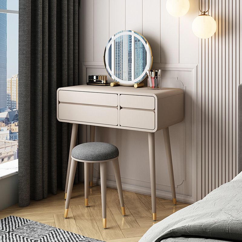 Contemporary Wooden Vanity Set with Stool for Living Room - 31.5" High