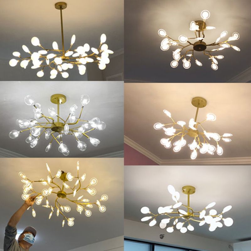 Acryl Firefly Kroonluchter Modernistische stijl 45 Hoofden plafond kroonluchter in goud