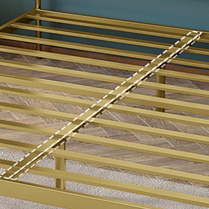 Glam Panel Headboard Standard Bed with Metal Legs and Iron Frame, Mattress Not Included