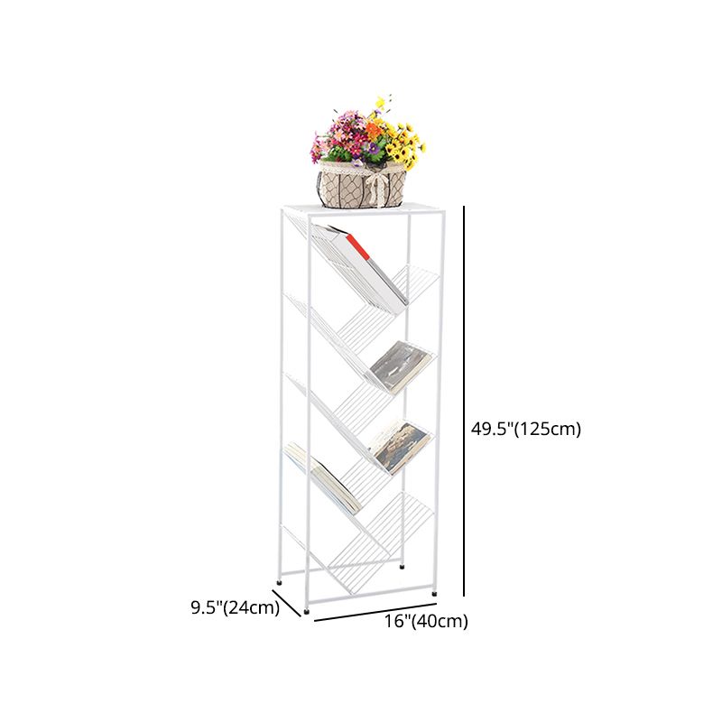 Contemporary Metal Bookcase White Open Bookshelf for Living Room