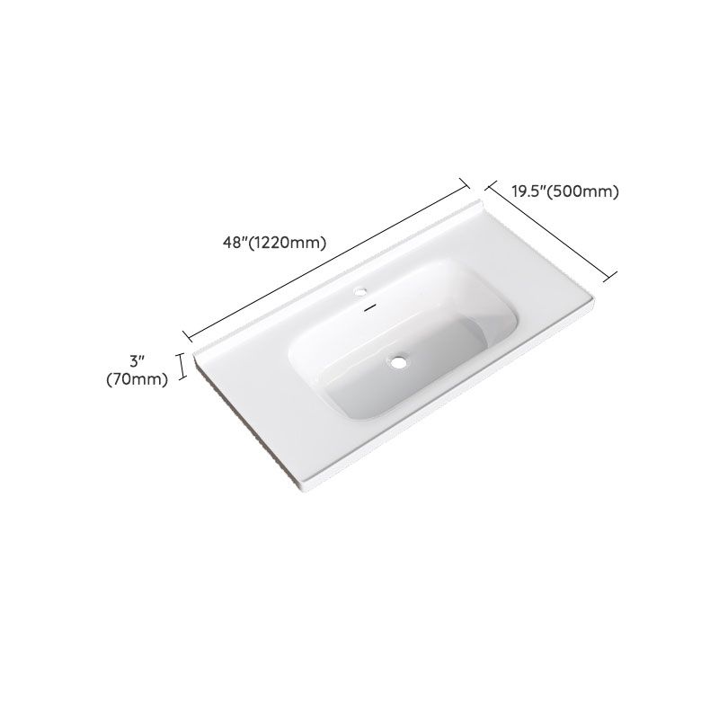 Modern Basin Sink Porcelain with Overflow Drop-in Bathroom Sink(Not Included Faucet)