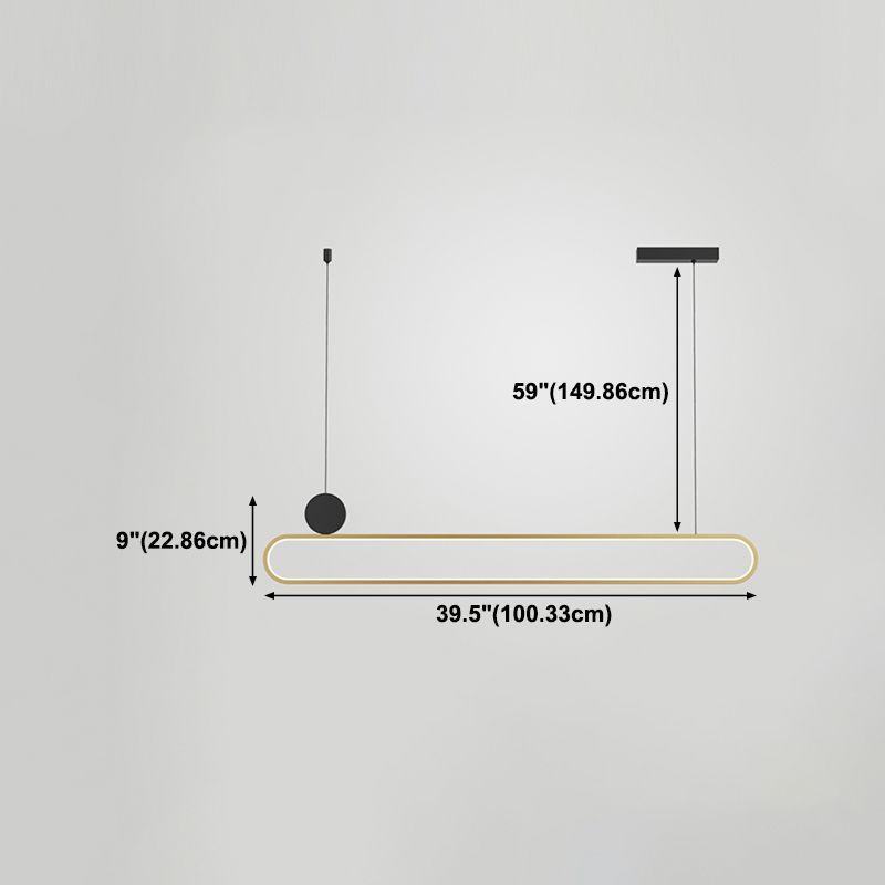 Eigentijdse stijl lineaire vorm eilandlichten metaalhangende hanglampen in goud
