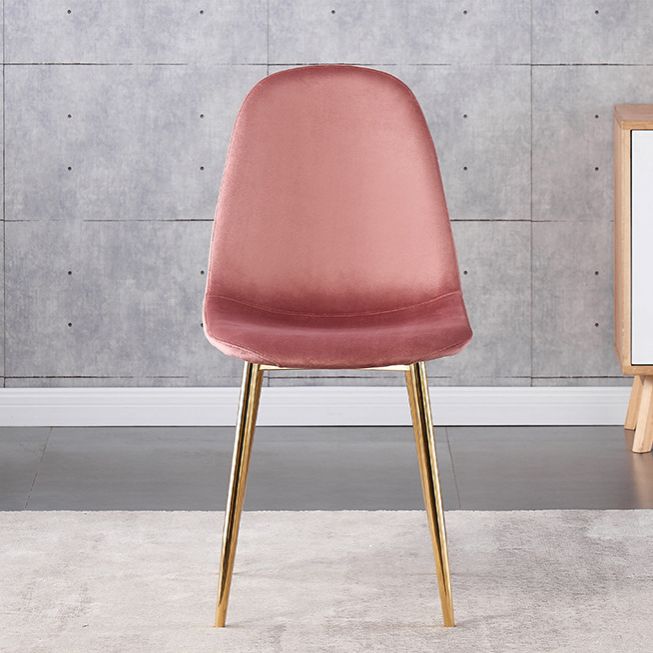 Indoor Armless Dining Chairs Velvet Solid Back Side Chairs with Metal Legs
