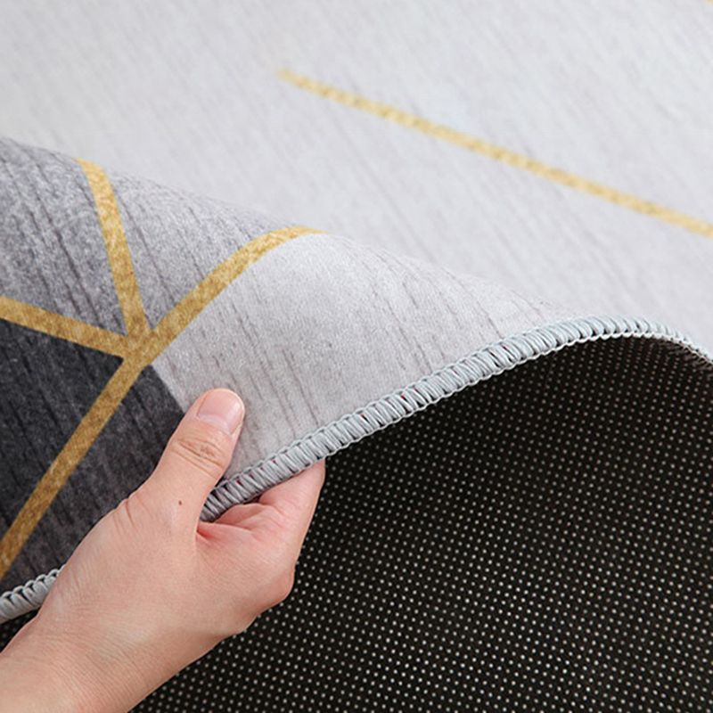 Grey Simplicity Rug Polyester Geometric Rug Washable Rug for Home Decor