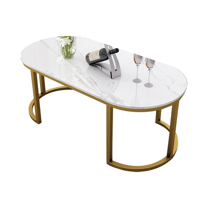 Oval Glam Stone Cocktail Table Standard Single Coffee Cocktail Table