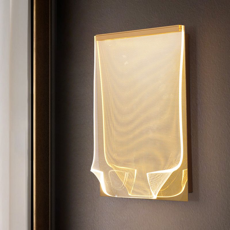 Modern Metal Wall Sconce Book Shape Wall Light with Acrylic Shade for Bedroom