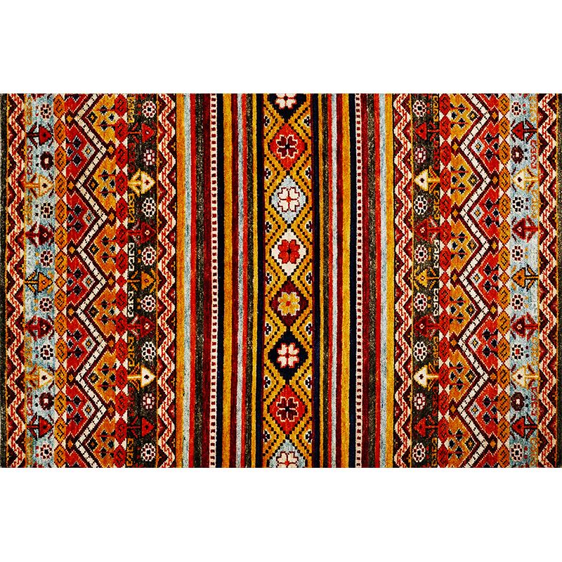 Red Tone Vintage Indoor Rug Polyester Southwestern Pattern Carpet Easy Care Rug for Home Decoration