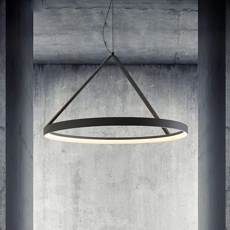 Round Pendant Light Minimalist Acrylic 16"/19.5"23.5" Wide LED Black/White Ceiling Lighting Fixture