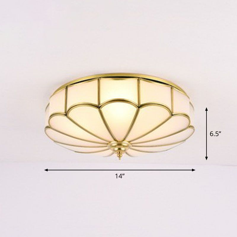Scalloped Flush Ceiling Light Minimaliste White Glass Flush Mount Lighting Fixture