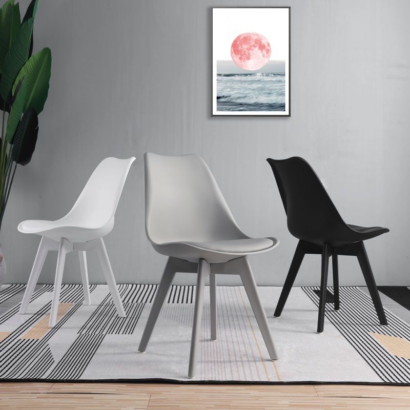 Minimalist Style Plastic Dining Armless Chair Upholstered Solid Back Chairs for Home