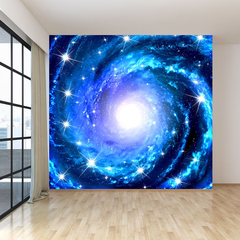 Modern Supernatural Stars Spiral Mural for Boys Bedroom Customised Wall Art in Dark Color