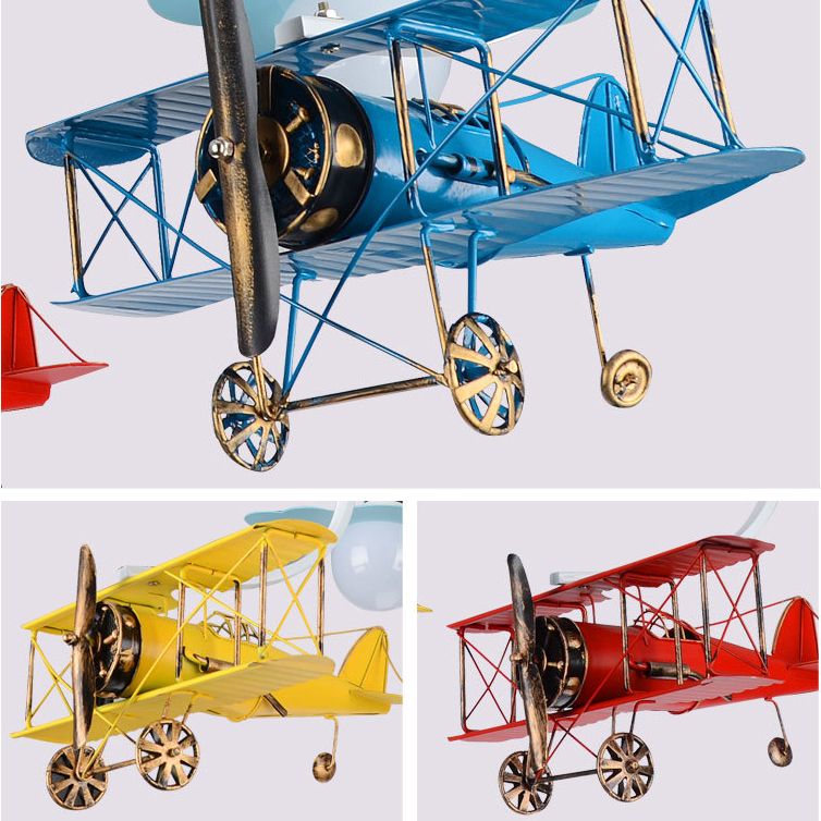Kid Bedroom Fighter Plane Ceiling Light Fixture Metal Modern Flush Mount Ceiling Light