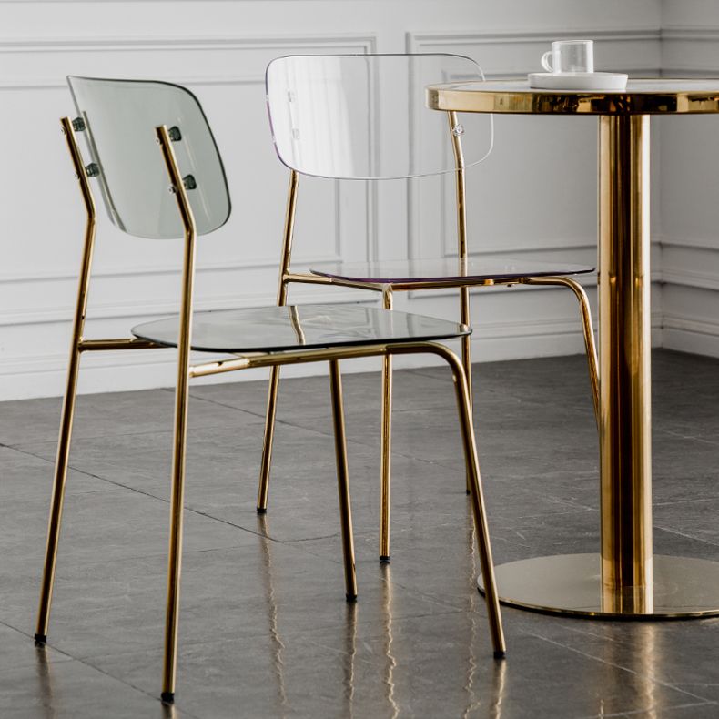Glam Style Plastic Dining Armless Chairs Stacking Open Back Dining Chair