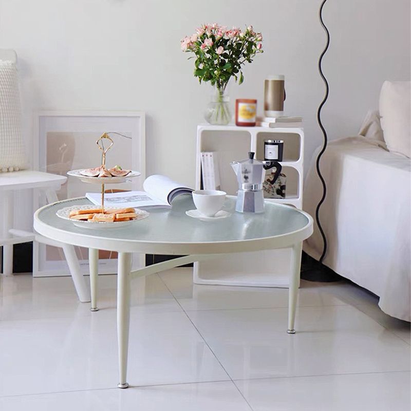Modern Round 3 Legs Coffee Table Clear Glass Cocktail Table - 23.6"/27.6"/31.5"