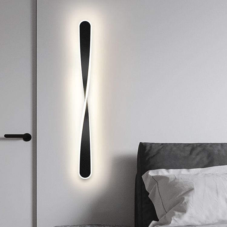 LED Line Shaped Wall Mount Light Fixture Postmodern Style Metal Wall Sconce