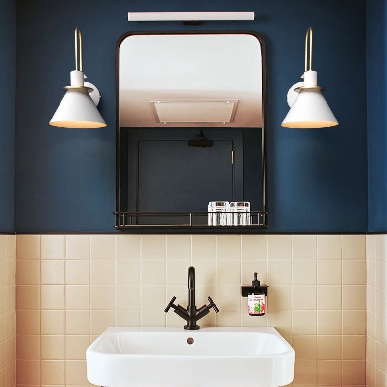 12" H Nordic Macaroon Style Metal Wall Sconce Single Bulb Cone Shade Wall Lamp for Bedroom