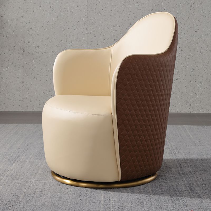 Round Base Style Side Chair Leather Lounge Chair for Living Room