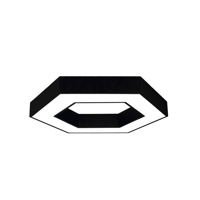 Hexagon LED Flush Ceiling Light Contemporary Acrylic Living Room Flushmount in Black/White, 16"/19.5"/31.5" W