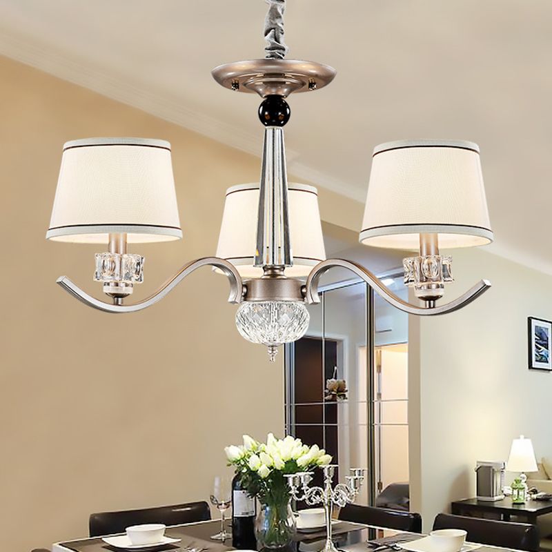Fabric White Chandelier Tapered 3/6/8-Bulb Country Style Ceiling Pendant Light for Living Room