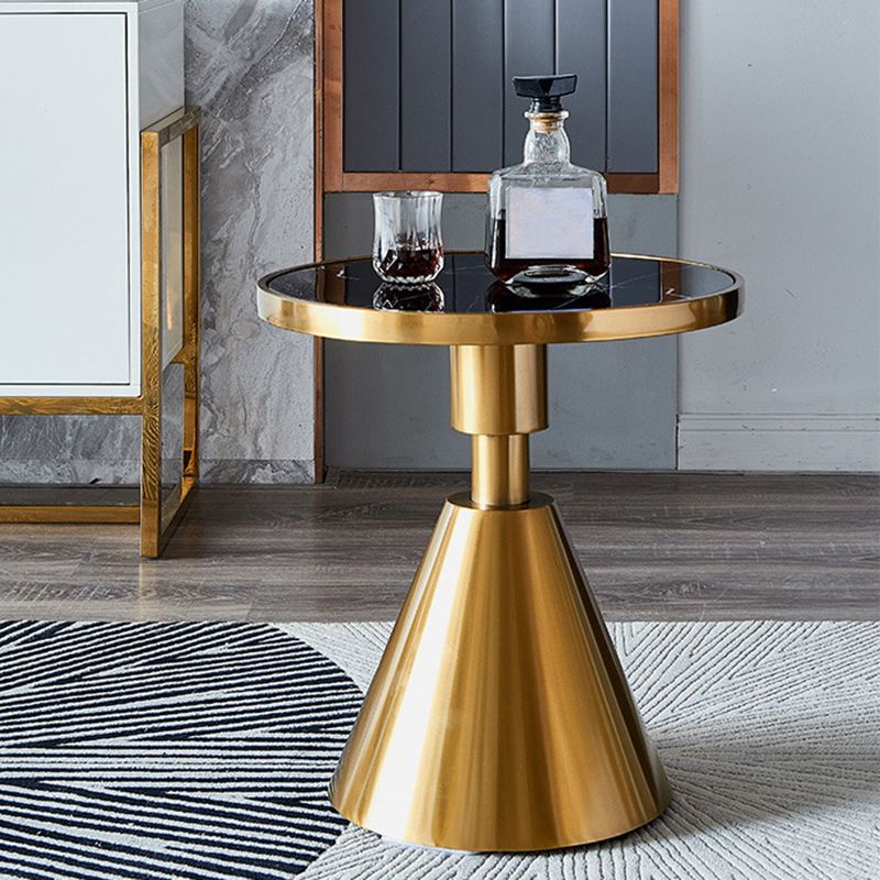 Glam Glossy Marble/Stone Top End Table Stainless Steel Pedestal Sofa Side Table