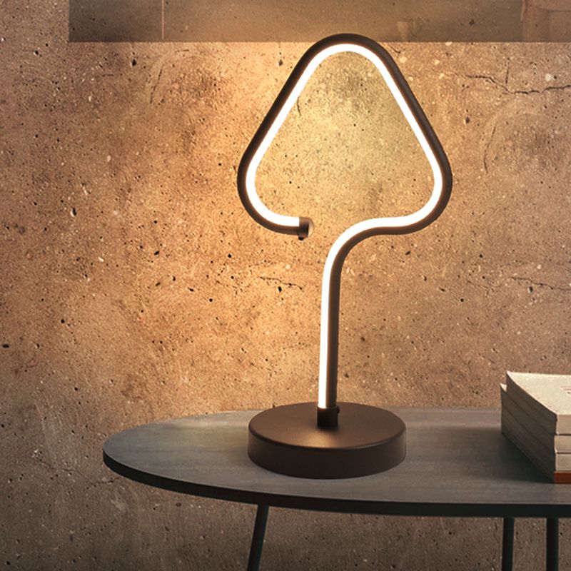 Triangle Acrylic Task Light Contemporary LED Black Nightstand Lamp with Circle Metal Base, Warm/White Light
