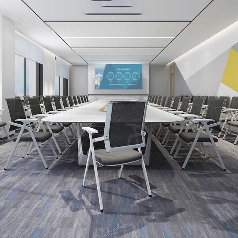 Mid Back Conference Chair with Fixed Arms Modern Office Chair with Metal Frame