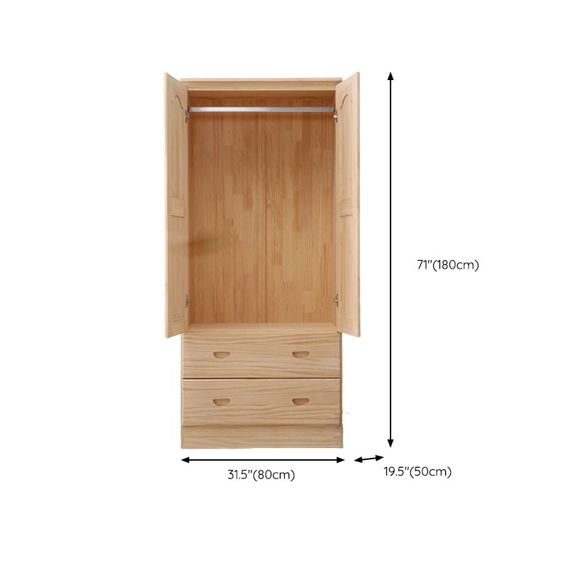 Pine Kid's Wardrobe Contemporary Kids Closet with Lower Storage Drawers