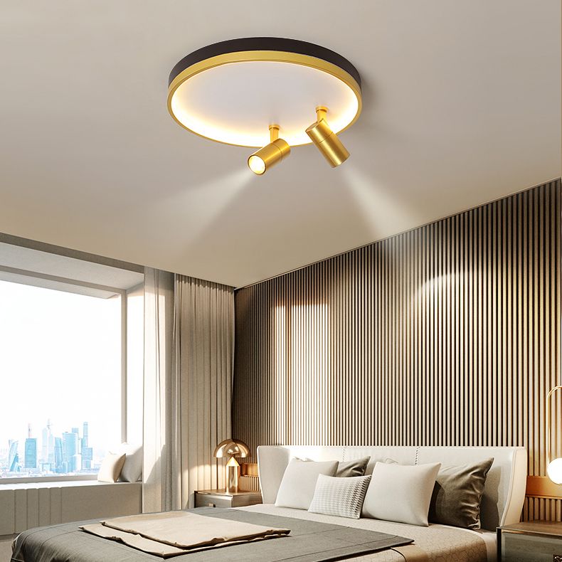 Circulaire d'or contemporaine Flush Ceiling Spotlight Iron LED Track Light Fixture for Living Room