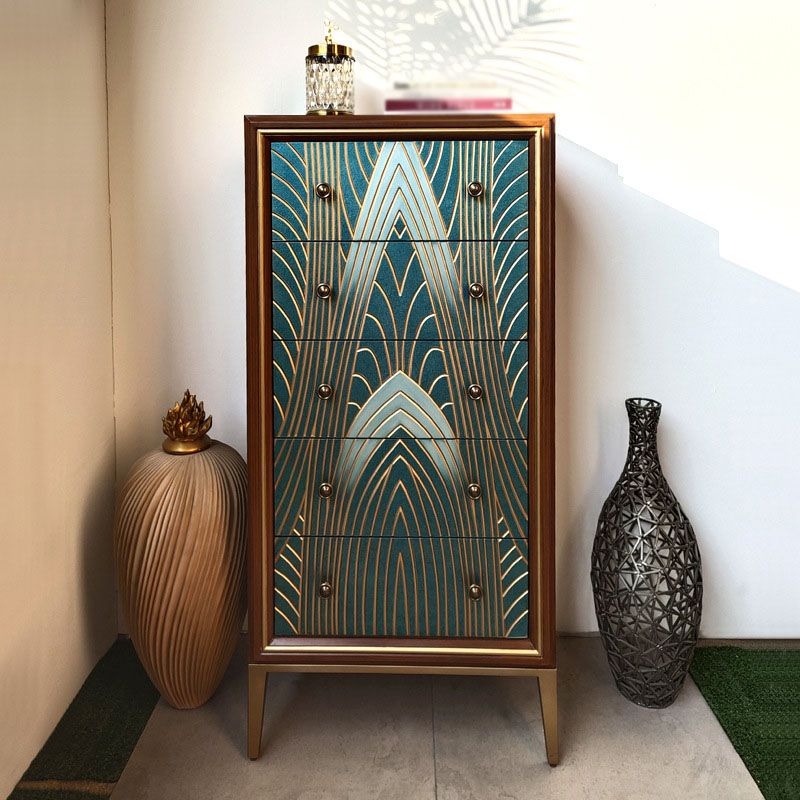 Luxurious Buffet Table Gold Frame Multi Drawer Dining Table for Living Room