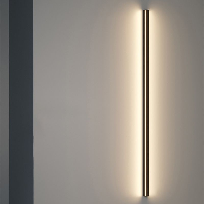 1 Light Linear Wall Mounted Lamps Modern Style Metal Wall Sconce Lights in Black