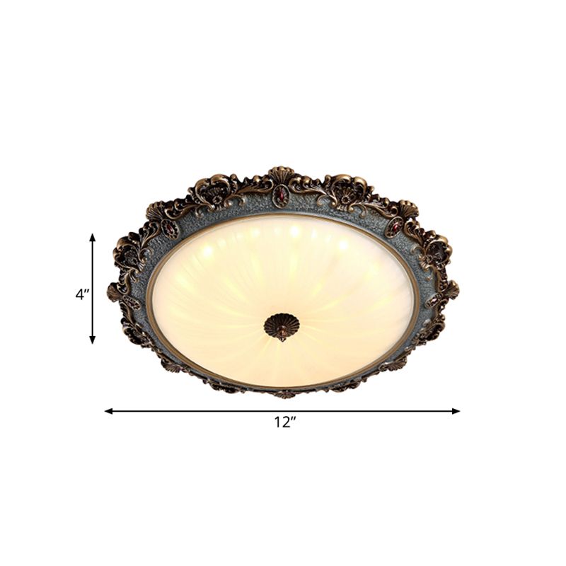 Brass Scalloped Rotondo Rotondo Flush Campagna Milk Glass Bedroom 12 "/16" /19.5 " Wide LED Flush Mount Fixture