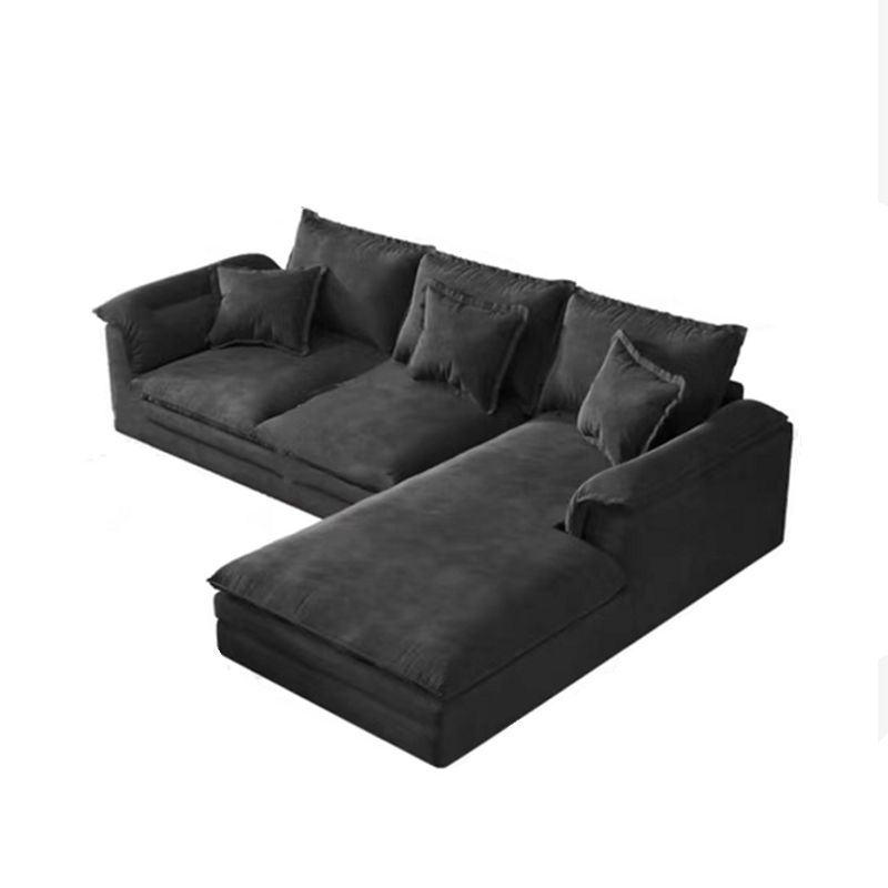 Contemporary Grey Loose Back Sofa & Chaise Pillow Top Arm Sofa - 29.92" H