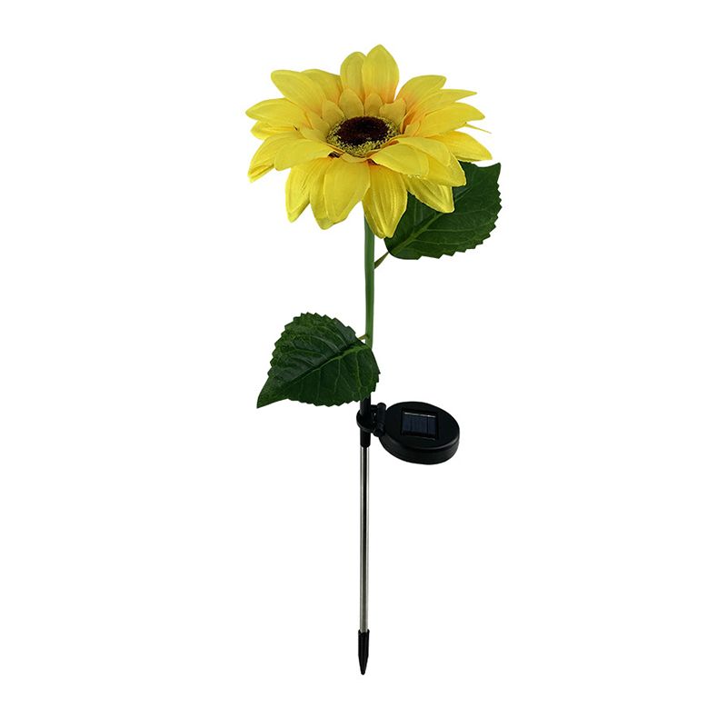 1 Pc Sunflower Plastic Solar Ground Light Art Decor Yellow LED Stake Lighting for Courtyard