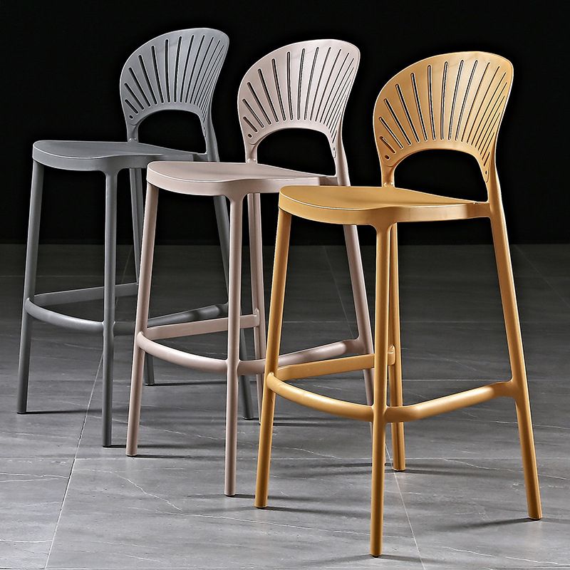 Scandinavian Home Low Back Stool Matte Finish Plastic Barstool