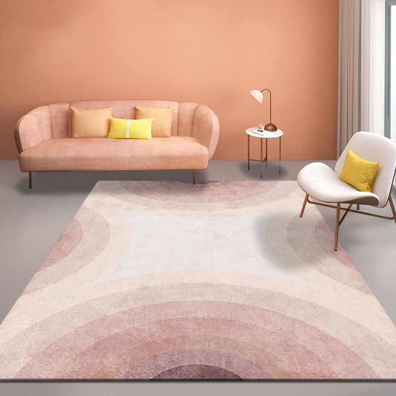 Light Pink Nordic Rug Polyester Color Piece Rug Washable Rug for Living Room
