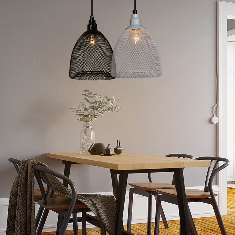 Bell Metal Light Industrial Industrial Un comedor Bulbo Luz de techo colgante en negro/blanco/cobre
