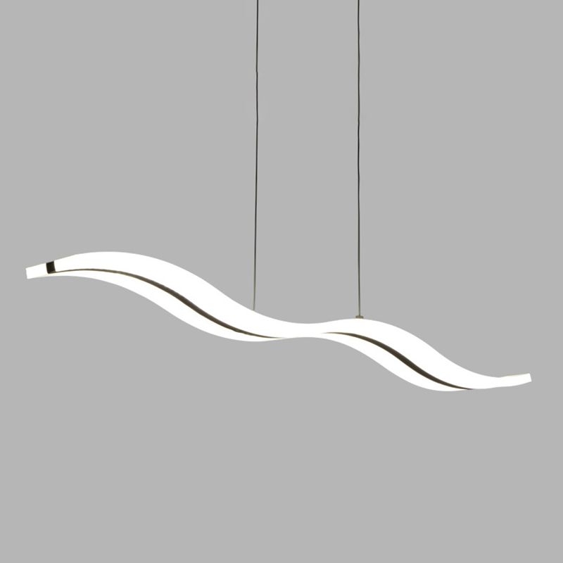 Linear Shape Pendant Light Modern Style Acrylic 1 Lights Island Lamps in White