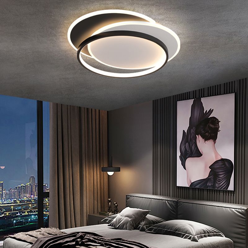 Metal Flush Mount Light Nordic 3-Light Bedroom Ceiling Lamps Fixture with Acrylic Shade