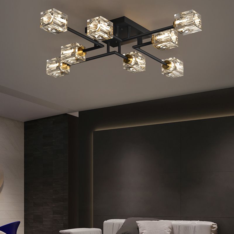 Cubo contemporáneo Flush Lighting Lighting de montaje de altura de cristal para sala de estar