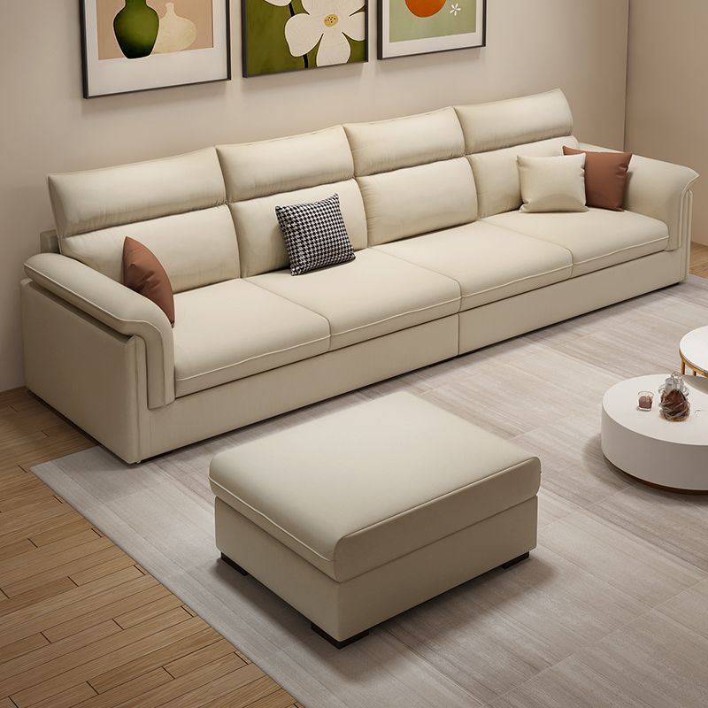 Contemporary Faux Leather Sofa with Ottoman Included in Pine Wood