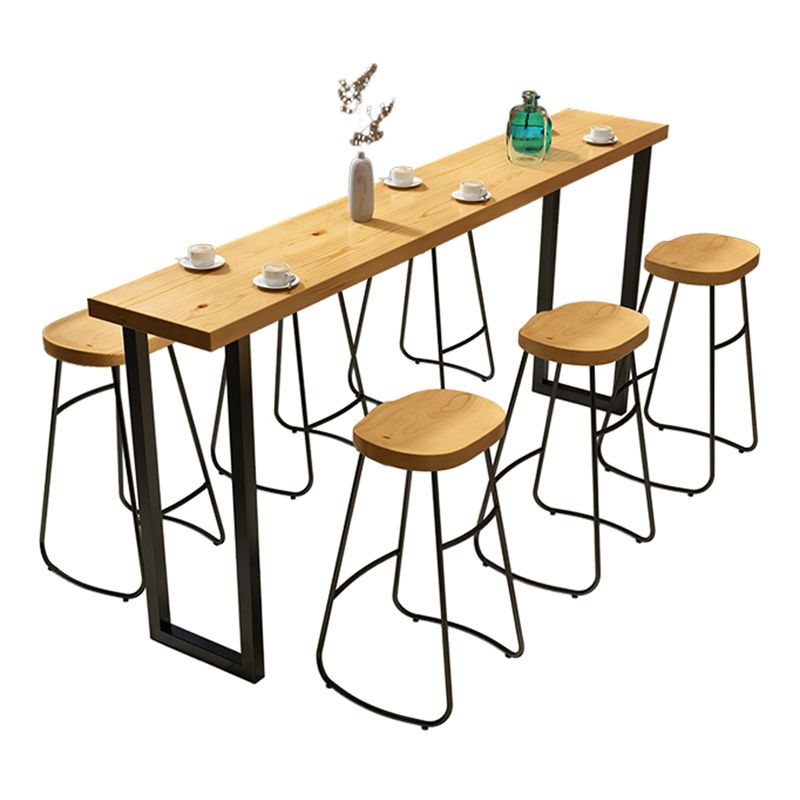 Modern 1/2/4/7 Pcs Bar Table Set Wood Rectangular Bar Set in Natural