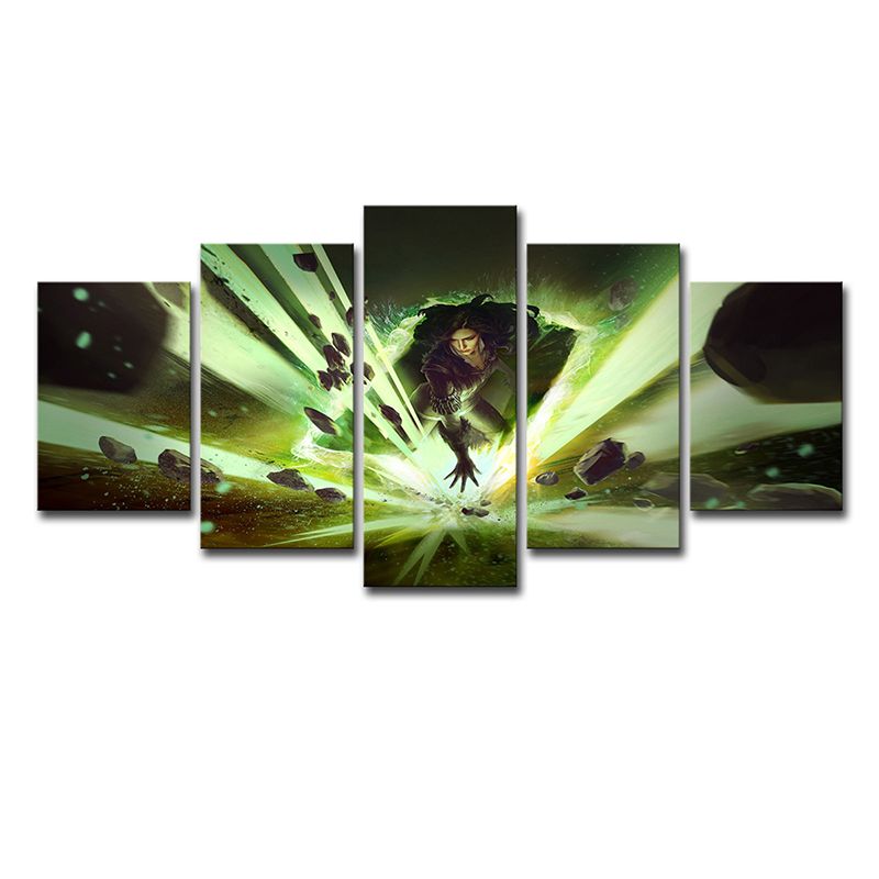 Wizard Wall Art Decor Kids Magic Game Character Canvas Print in Green for Boys Room