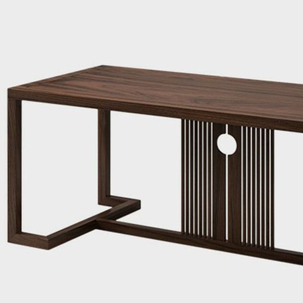 Mesa de comedor de madera de elm industrial mesa rectángulo en marrón con base de caballete