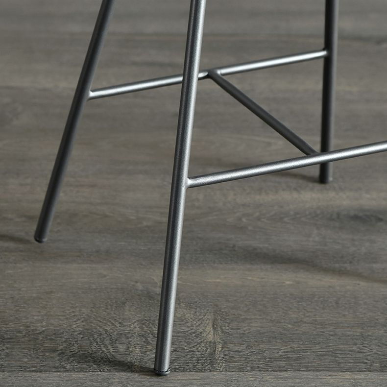 Contemporary Metal Bar Stool Footrest Counter Stool in Brown