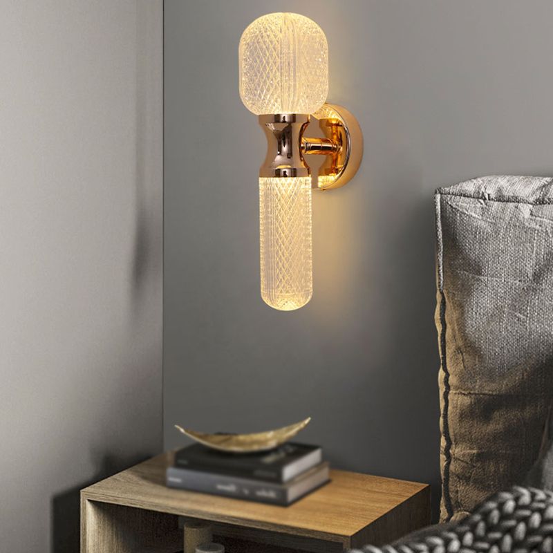 Post Modern 2 - Light Torch Wall Light Metal and Acrylic Wall Light in Gold and Clear