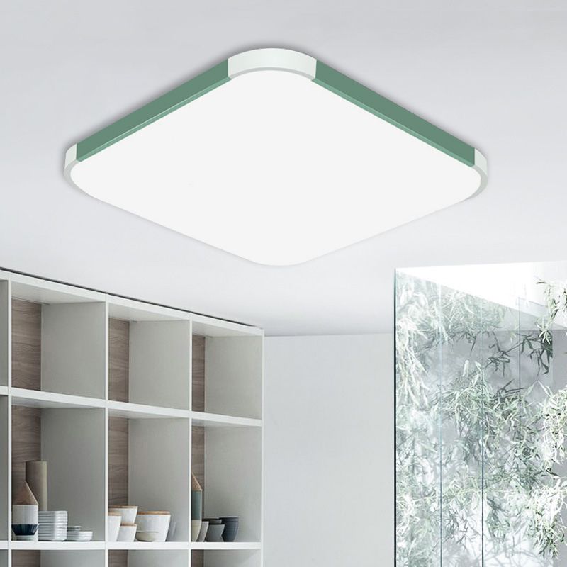 Geometric Flush Mount Lamp Macaron Acrylic Pink/Yellow/Blue LED Flush Mount Lamp, 12"/15"/17" Wide in White/Warm