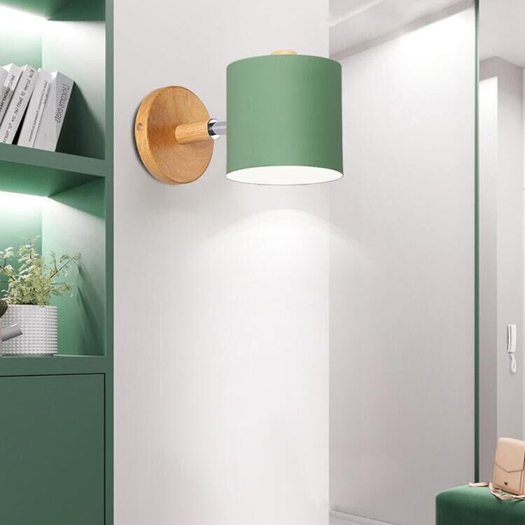 Nordic Style Solid Wood Wall Lamp 3-Colors Optional Macaroon Sconce Lights for Bedroom Living Room