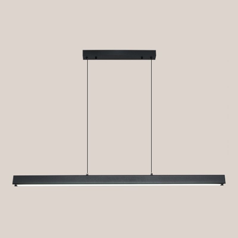Black Metal Island Lighting Fixtures Modern 1-Light Linear Restaurant LED Suspension Lamp